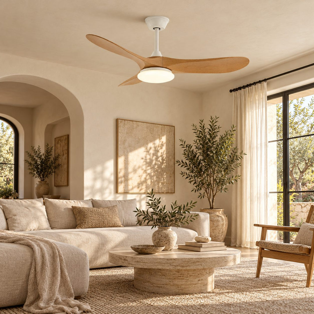 Modern Ceiling Fan with Lights Flush Mount Metal Frame 107cm or 132cm Blade Options