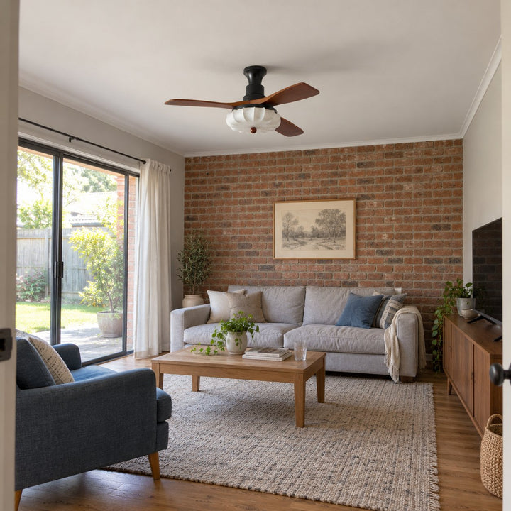 Modern Ceiling Fan Light Flush Mount Metal With Integrated LED For Efficient Illumination