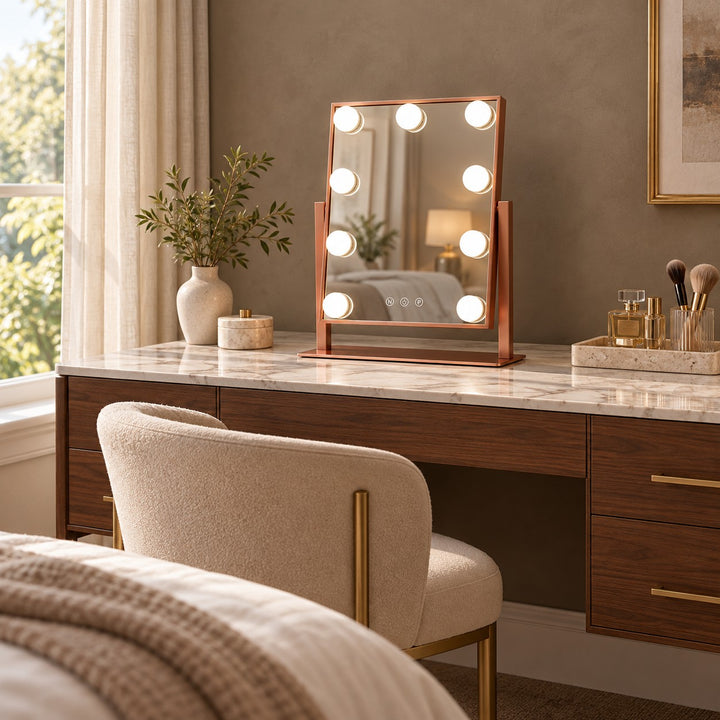 Modern Hollywood Vanity Mirror with Dimmable LED Bulbs 360° Rotating Touch Sensor