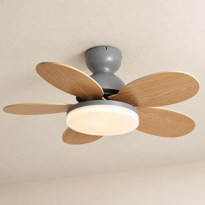 Modern Ceiling Fan Light Wall Mounted Metal Frame Integrated LED for Indoor Air Circulation