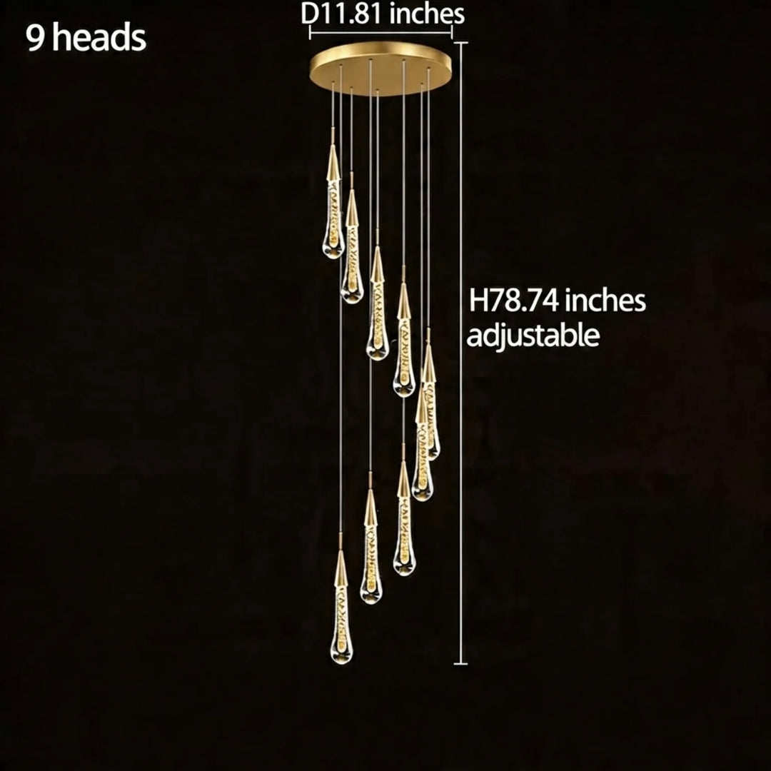 Modern Gold Chandelier Pendant Light Hanging Aluminum LED Fixture for Dining Room Illumination