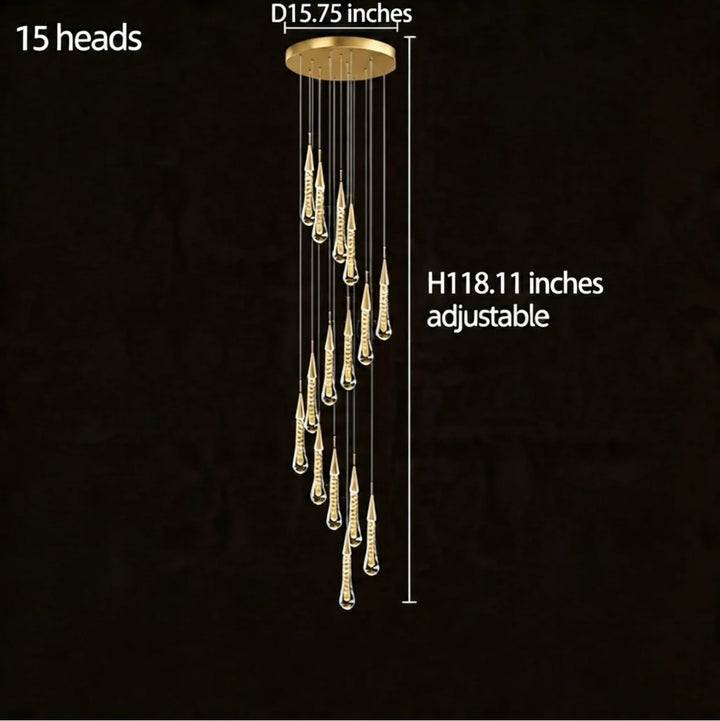 Modern Gold Chandelier Pendant Light Hanging Aluminum LED Fixture for Dining Room Illumination