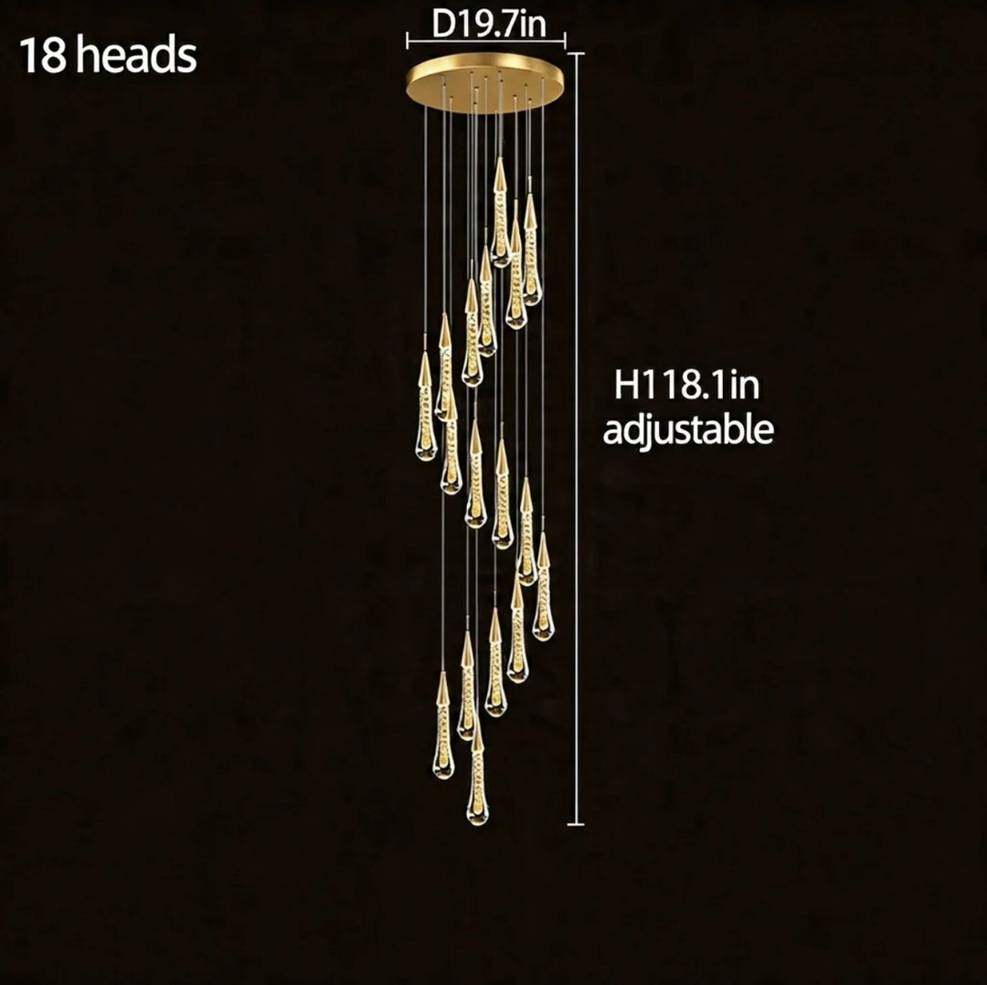 Modern Gold Chandelier Pendant Light Hanging Aluminum LED Fixture for Dining Room Illumination