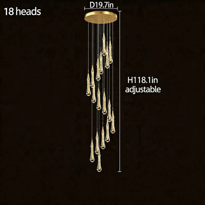 Modern Gold Chandelier Pendant Light Hanging Aluminum LED Fixture for Dining Room Illumination