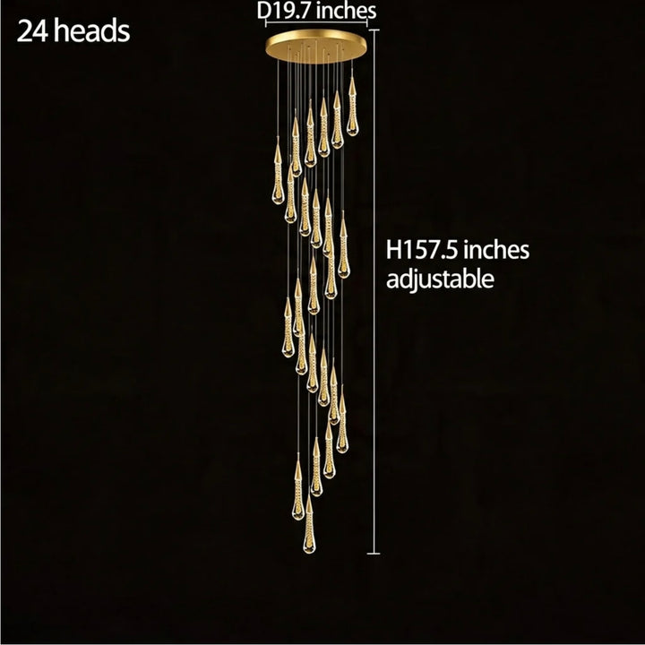 Modern Gold Chandelier Pendant Light Hanging Aluminum LED Fixture for Dining Room Illumination