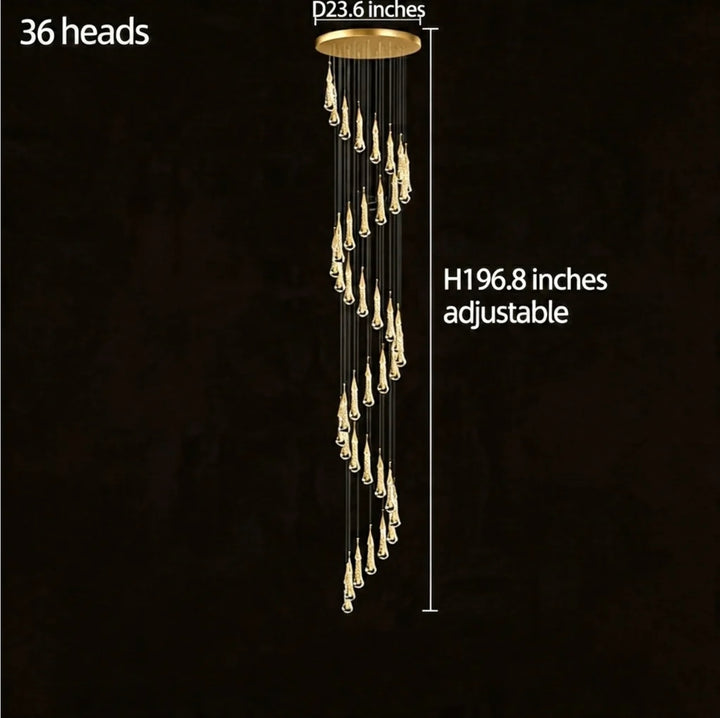 Modern Gold Chandelier Pendant Light Hanging Aluminum LED Fixture for Dining Room Illumination