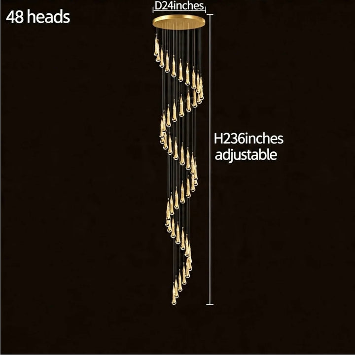 Modern Gold Chandelier Pendant Light Hanging Aluminum LED Fixture for Dining Room Illumination