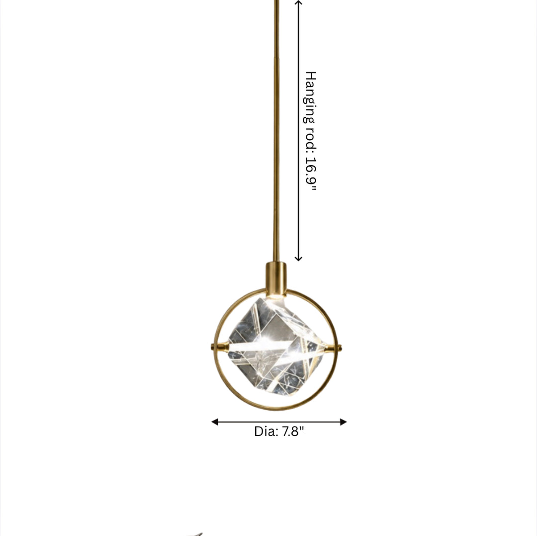 Contemporary Pendant Lamp Hanging Adjustable with Crystal Accents for LED Lighting