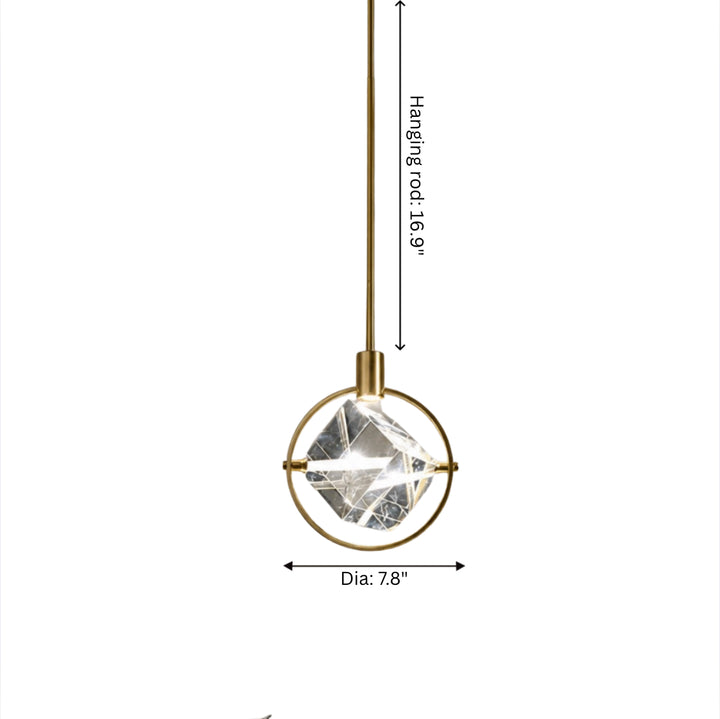 Contemporary Pendant Lamp Hanging Adjustable with Crystal Accents for LED Lighting