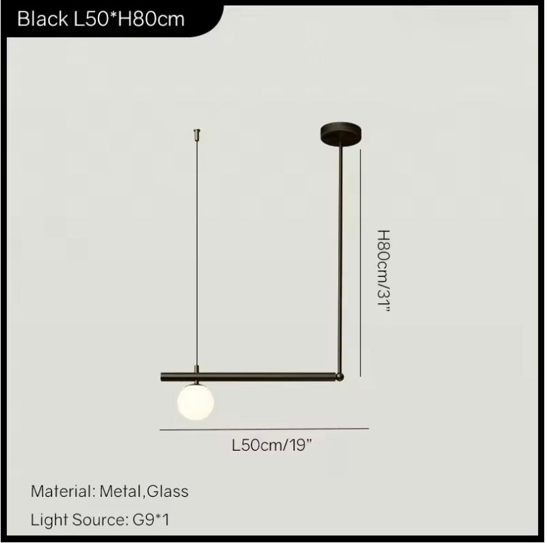 Modern Globe Chandelier Adjustable Hanging Metal and Glass LED Light for Dining Room
