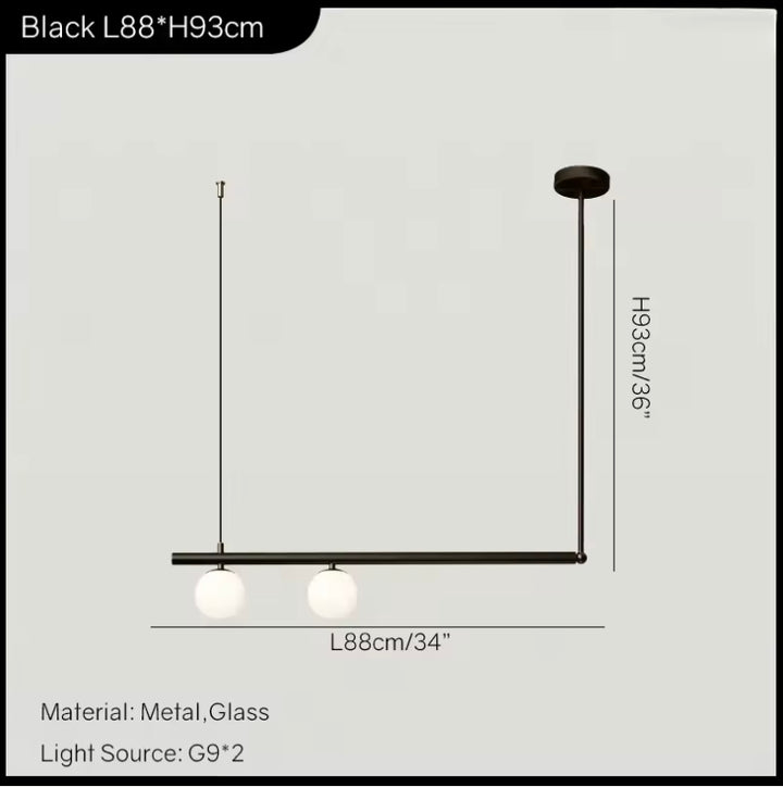 Modern Globe Chandelier Adjustable Hanging Metal and Glass LED Light for Dining Room