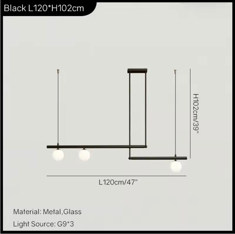 Modern Globe Chandelier Adjustable Hanging Metal and Glass LED Light for Dining Room