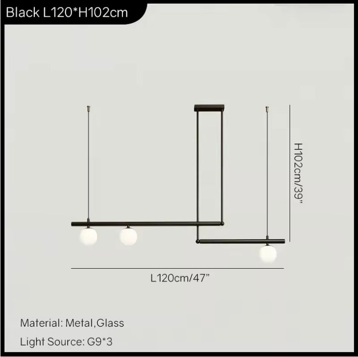 Modern Globe Chandelier Adjustable Hanging Metal and Glass LED Light for Dining Room
