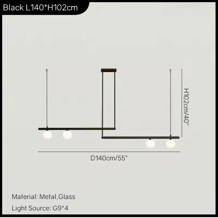Modern Globe Chandelier Adjustable Hanging Metal and Glass LED Light for Dining Room