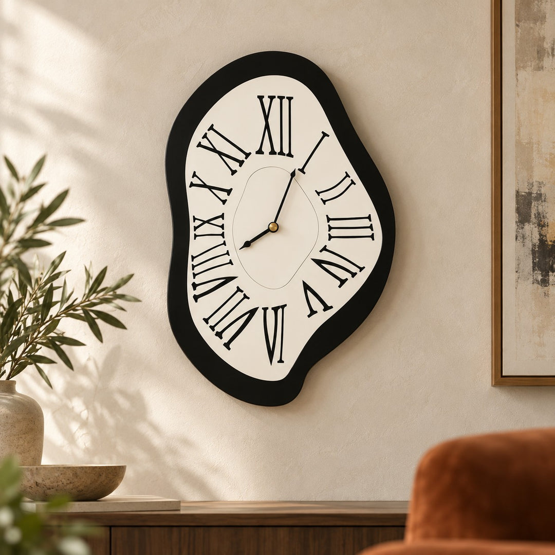 Modern Wall Clock Wall Mounted Acrylic Silent Quartz Movement Unique Surrealist Design 34x20cm 41x26cm
