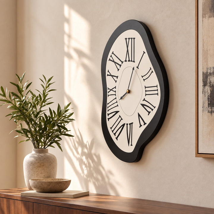 Modern Wall Clock Wall Mounted Acrylic Silent Quartz Movement Unique Surrealist Design 34x20cm 41x26cm