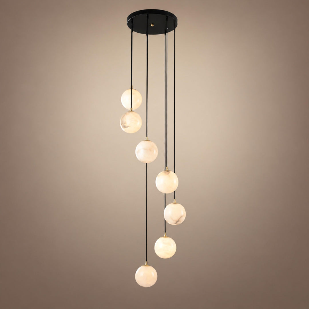 Modern Cluster Chandelier Ceiling Mounted Glass Alabaster Balls LED Lighting Fixture