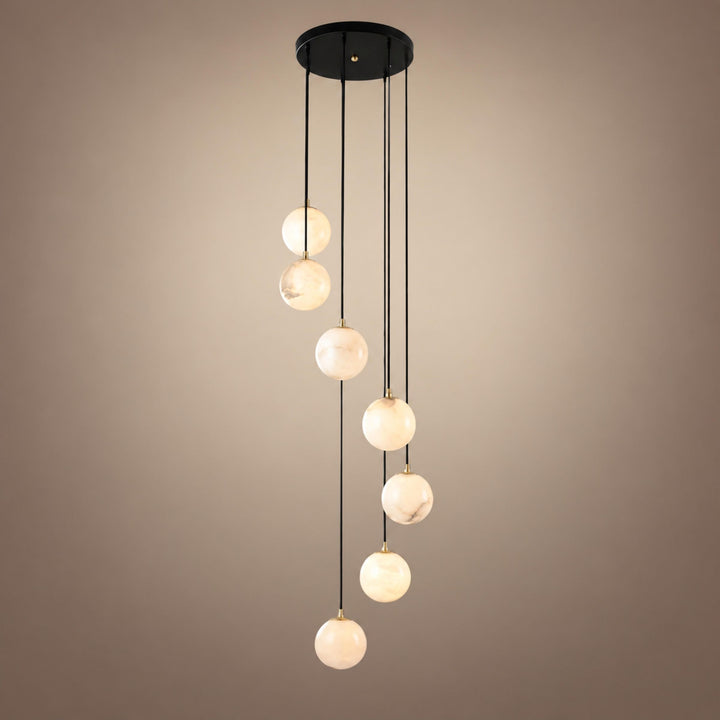 Modern Cluster Chandelier Ceiling Mounted Glass Alabaster Balls LED Lighting Fixture