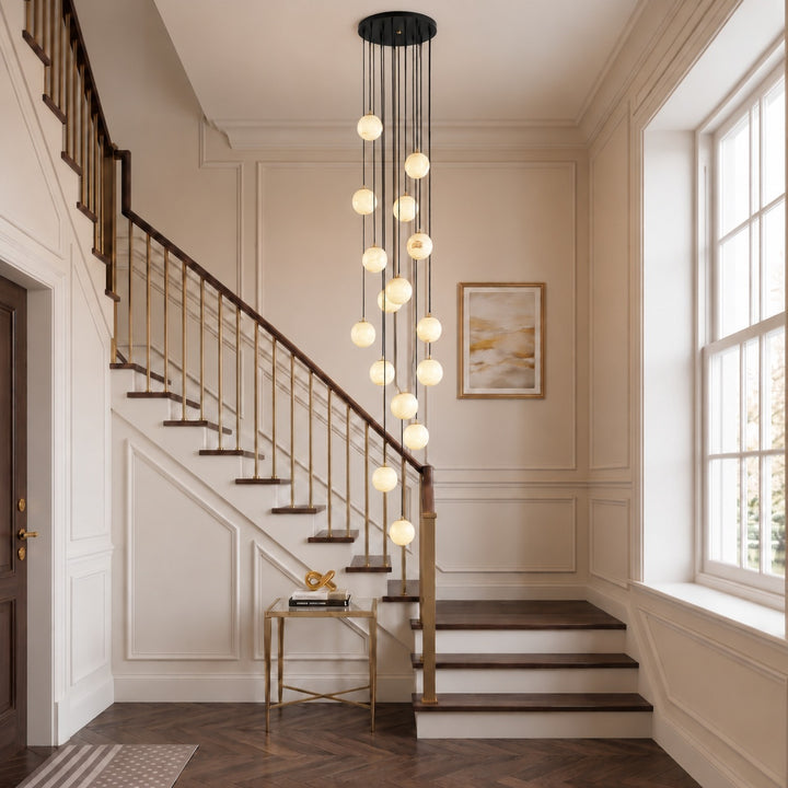 Modern Cluster Chandelier Ceiling Mounted Glass Alabaster Balls LED Lighting Fixture