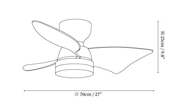 Small Low Profile Ceiling Fan with Light dimensions