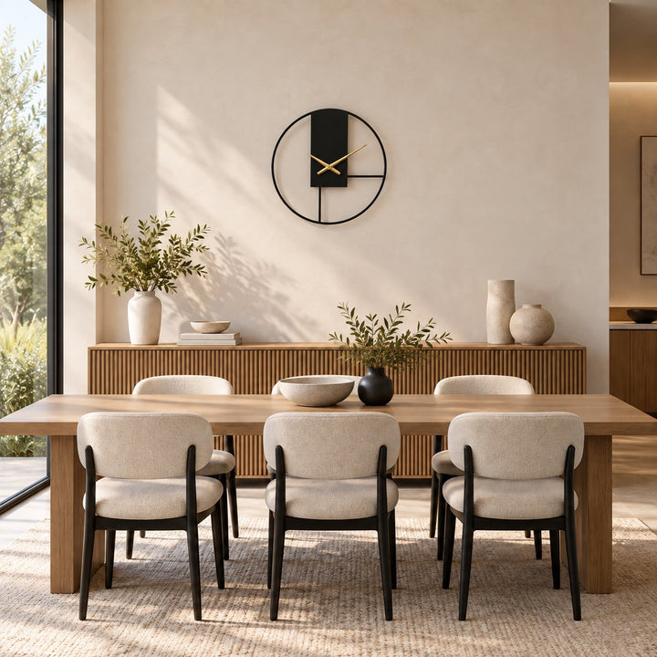 Modern Wall Clock with Open Circle Frame Metal Alloy Silent Quartz Movement for Home Decor