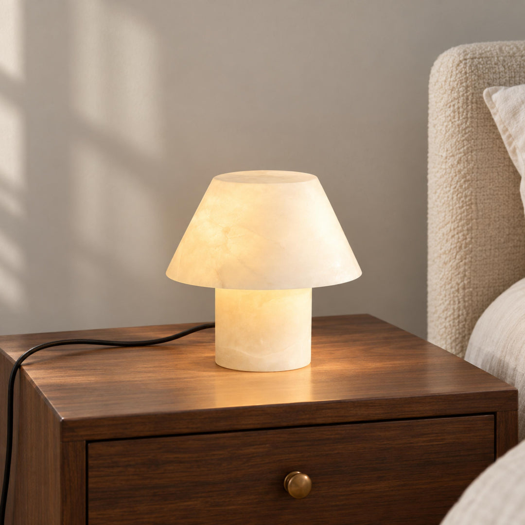 Modern Alabaster Table Lamp Organic Shape E14 Socket Soft Light for Bedside Nightstand