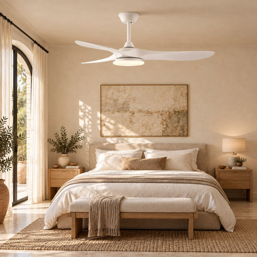 Modern Ceiling Fan with Lights Flush Mount Metal Frame 107cm or 132cm Blade Options