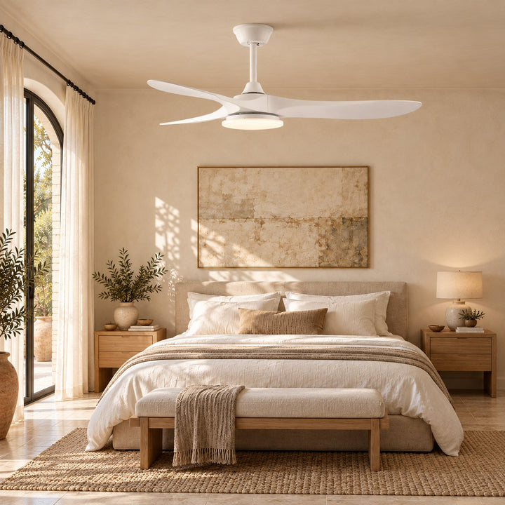 Modern Ceiling Fan with Lights Flush Mount Metal Frame 107cm or 132cm Blade Options