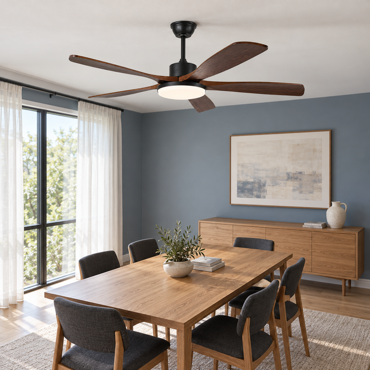 Modern Ceiling Fan Light Flush Mount Metal Acrylic Integrated LED 122cm 132cm