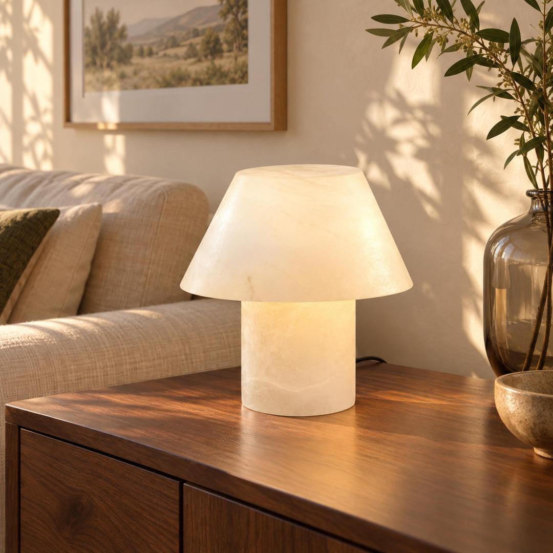 Modern Alabaster Table Lamp Organic Shape E14 Socket Soft Light for Bedside Nightstand