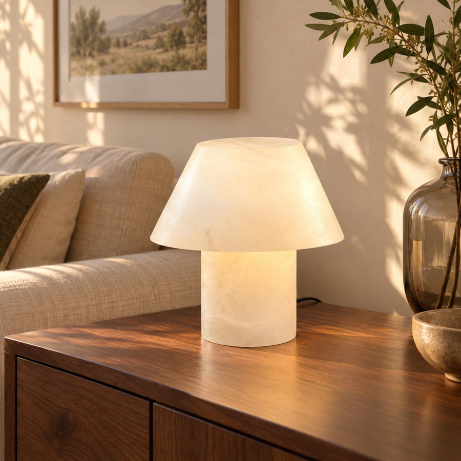 Modern Alabaster Table Lamp Organic Shape E14 Socket Soft Light for Bedside Nightstand in the living room