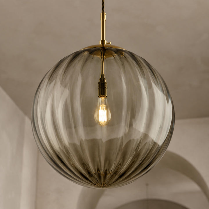 Modern Glass Pendant Light Hanging Adjustable Cord LED Compatible 20cm Diameter