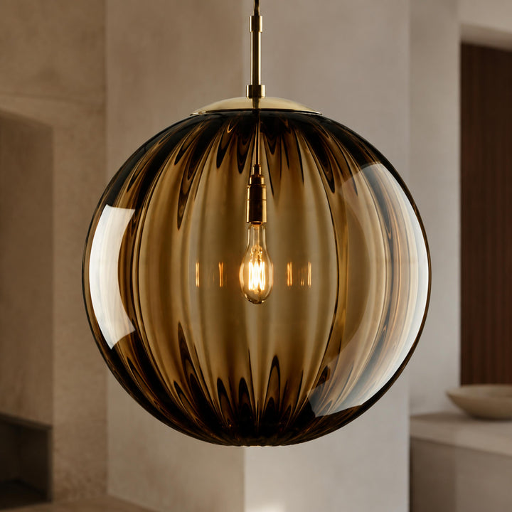 Modern Glass Pendant Light Hanging Adjustable Cord LED Compatible 20cm Diameter