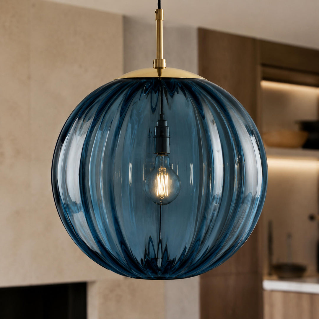 Modern Glass Pendant Light Hanging Adjustable Cord LED Compatible 20cm Diameter