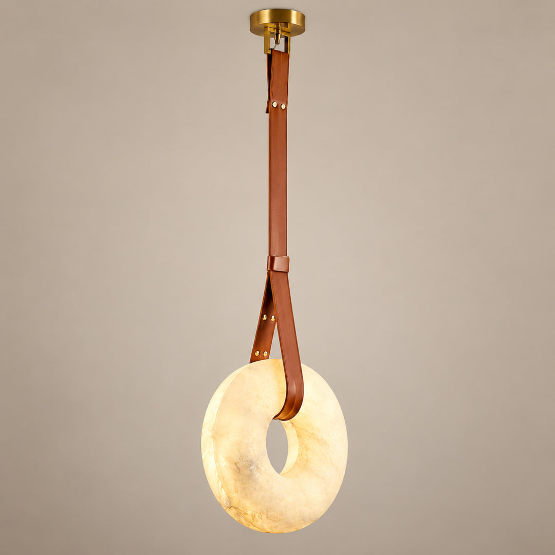 Modern Pendant Light Ceiling Mounted Alabaster Glass with Gold Hardware LED Adjustable