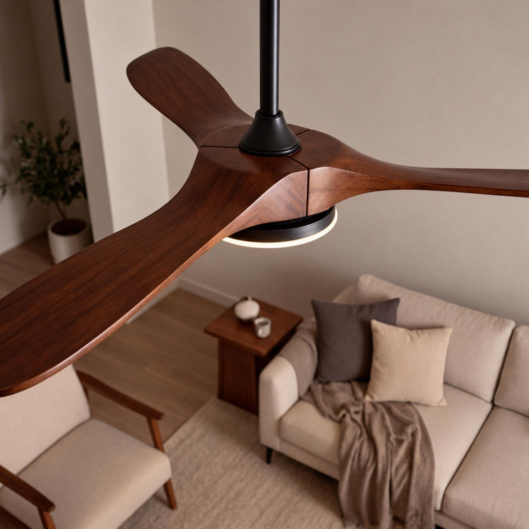 Modern Ceiling Fan with Lights Flush Mount Metal Frame 107cm or 132cm Blade Options