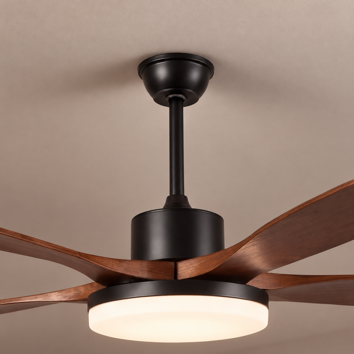 Modern Ceiling Fan Light Flush Mount Metal Acrylic Integrated LED 122cm 132cm