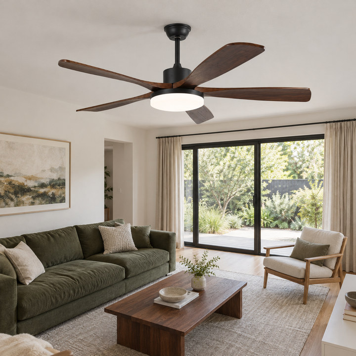 Modern Ceiling Fan Light Flush Mount Metal Acrylic Integrated LED 122cm 132cm