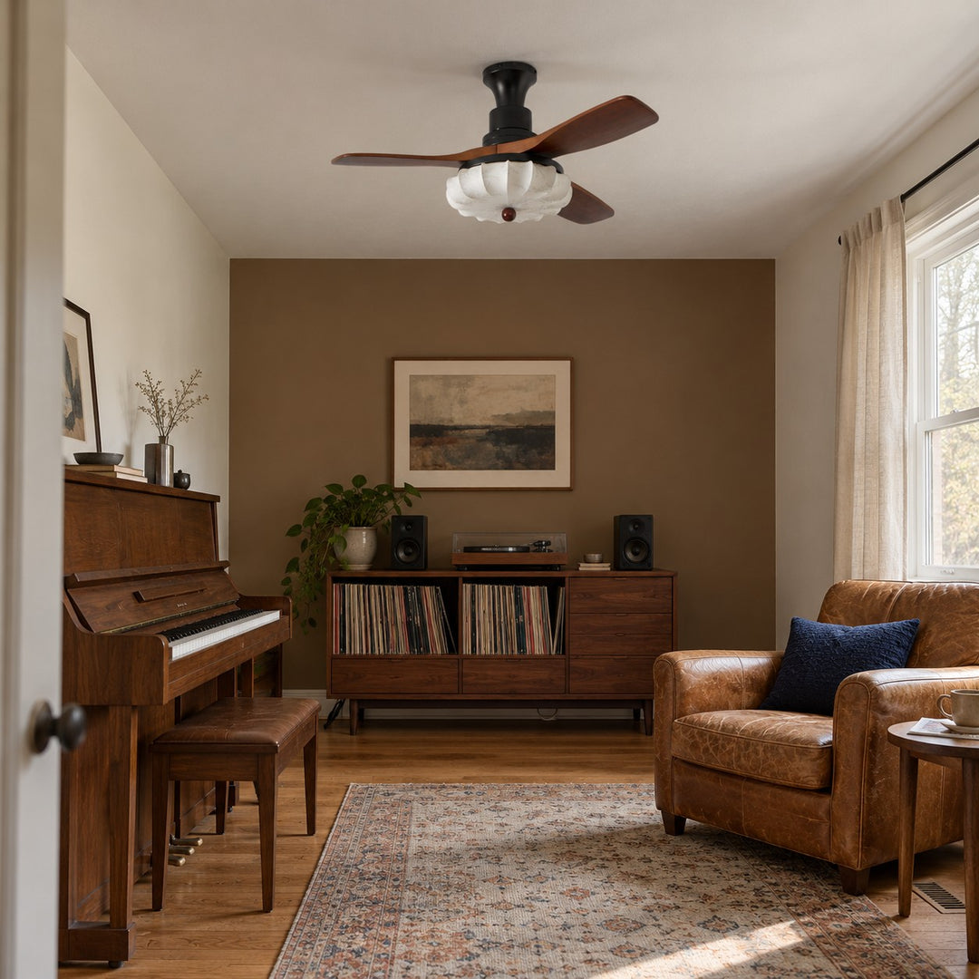 Modern Ceiling Fan Light Flush Mount Metal With Integrated LED For Efficient Illumination