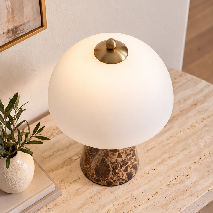 Modern Table Lamp Marble Body Glass Shade Dimmable Integrated LED 5W Ambient Lighting