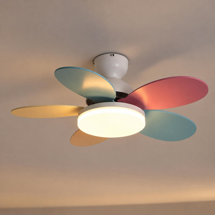 Modern Ceiling Fan Light Wall Mounted Metal Frame Integrated LED for Indoor Air Circulation