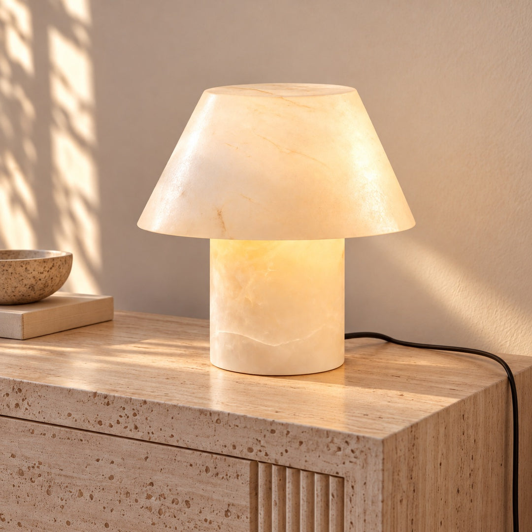 Modern Alabaster Table Lamp Organic Shape E14 Socket Soft Light for Bedside Nightstand