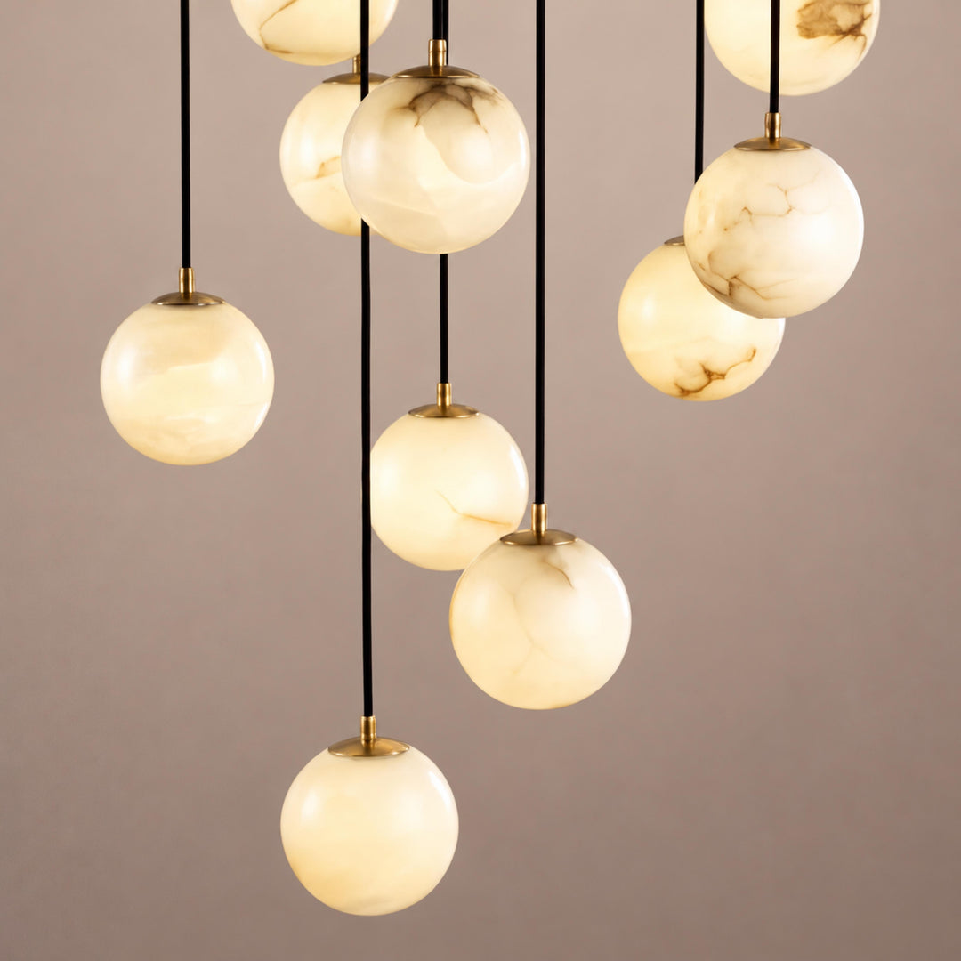 Modern Cluster Chandelier Ceiling Mounted Glass Alabaster Balls LED Lighting Fixture