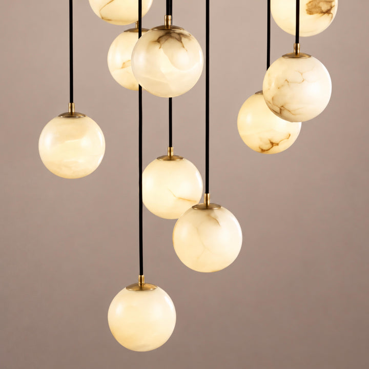 Modern Cluster Chandelier Ceiling Mounted Glass Alabaster Balls LED Lighting Fixture