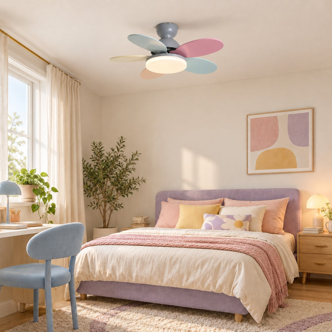 Modern Ceiling Fan Light Wall Mounted Metal Frame Integrated LED for Indoor Air Circulation