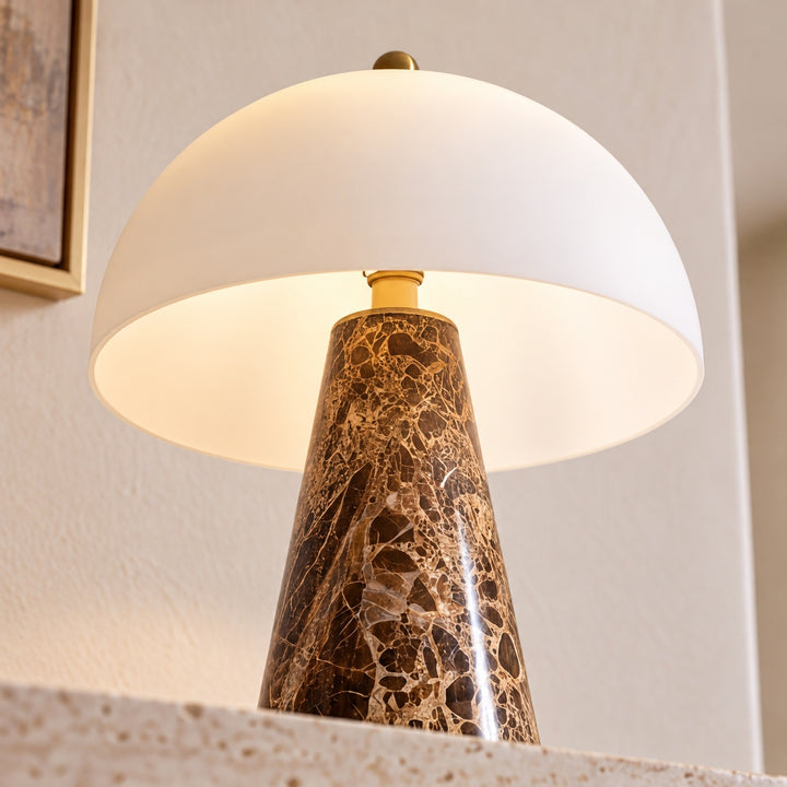 Modern Table Lamp Marble Body Glass Shade Dimmable Integrated LED 5W Ambient Lighting