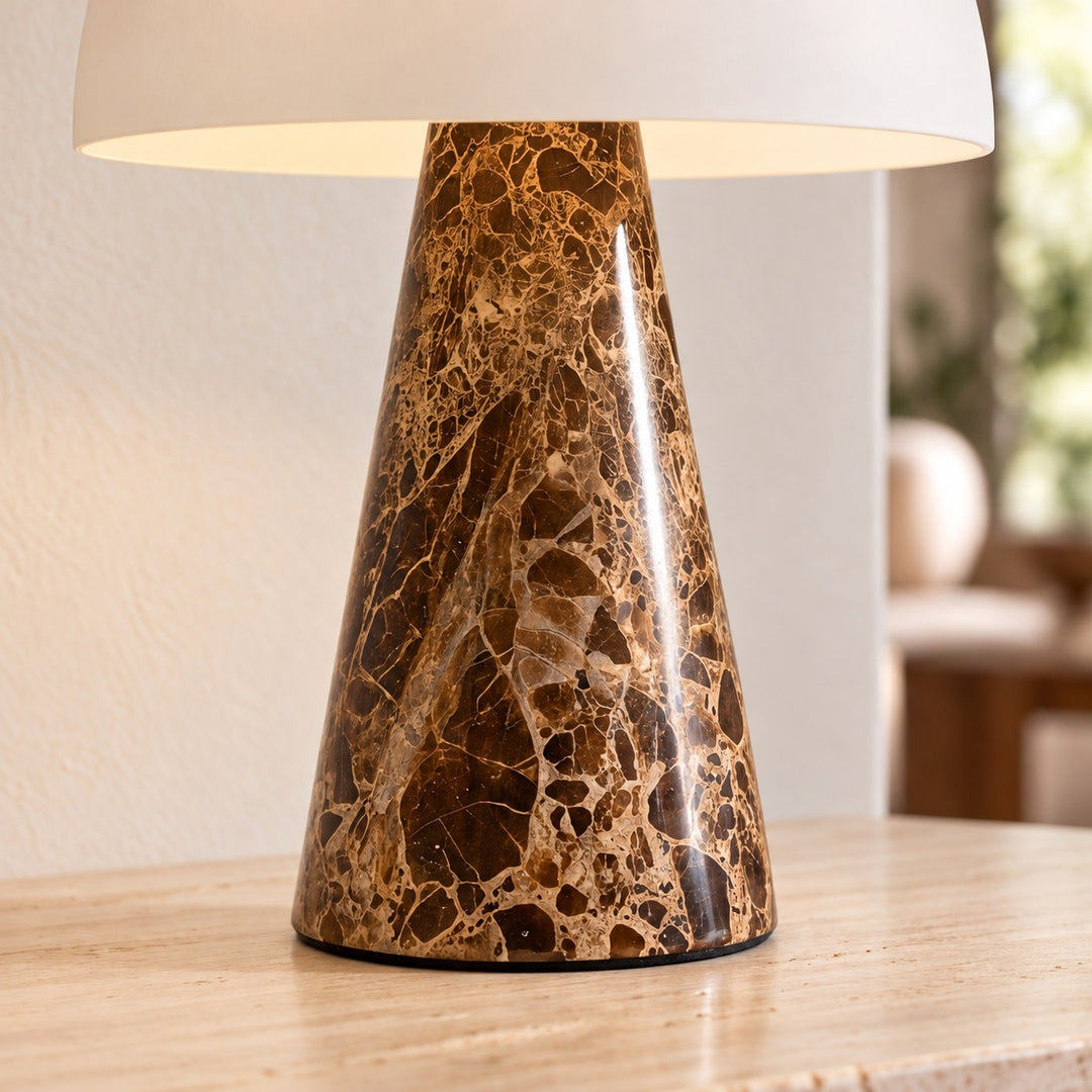 Modern Table Lamp Marble Body Glass Shade Dimmable Integrated LED 5W Ambient Lighting