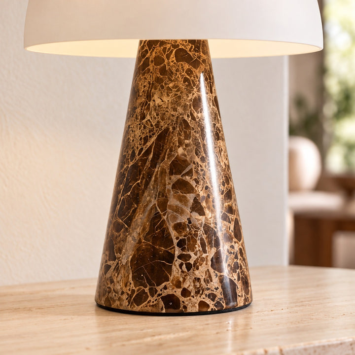Modern Table Lamp Marble Body Glass Shade Dimmable Integrated LED 5W Ambient Lighting
