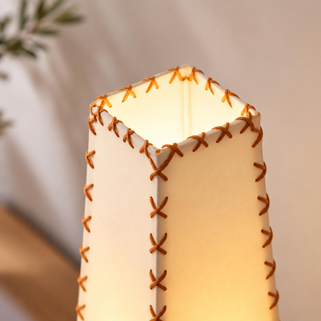 Contemporary Table Lamp with Iron and Walnut Base and Parchment Shade for Living Room Lighting