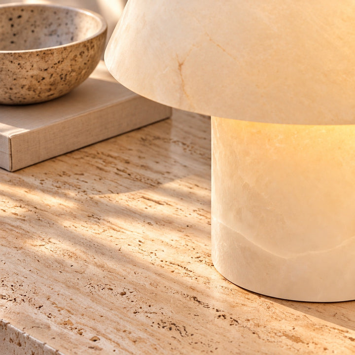 Modern Alabaster Table Lamp Organic Shape E14 Socket Soft Light for Bedside Nightstand